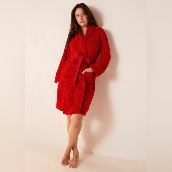Ralph Lauren Other - Ralph Lauren Luxury Soft Plush Cherry Red Embroidered Logo Valentine Day Robe